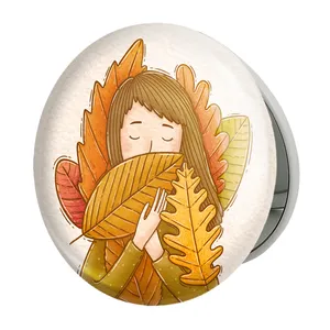 آینه جیبی خندالو طرح دخترونه مدل تاشو کد 5484 