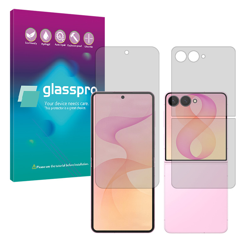 محافظ صفحه نمایش مات گلس پرو مدل هیدروژلی مناسب برای گوشی موبایل سامسونگ Galaxy Z Flip8 به همراه محافظ پشت گوشی