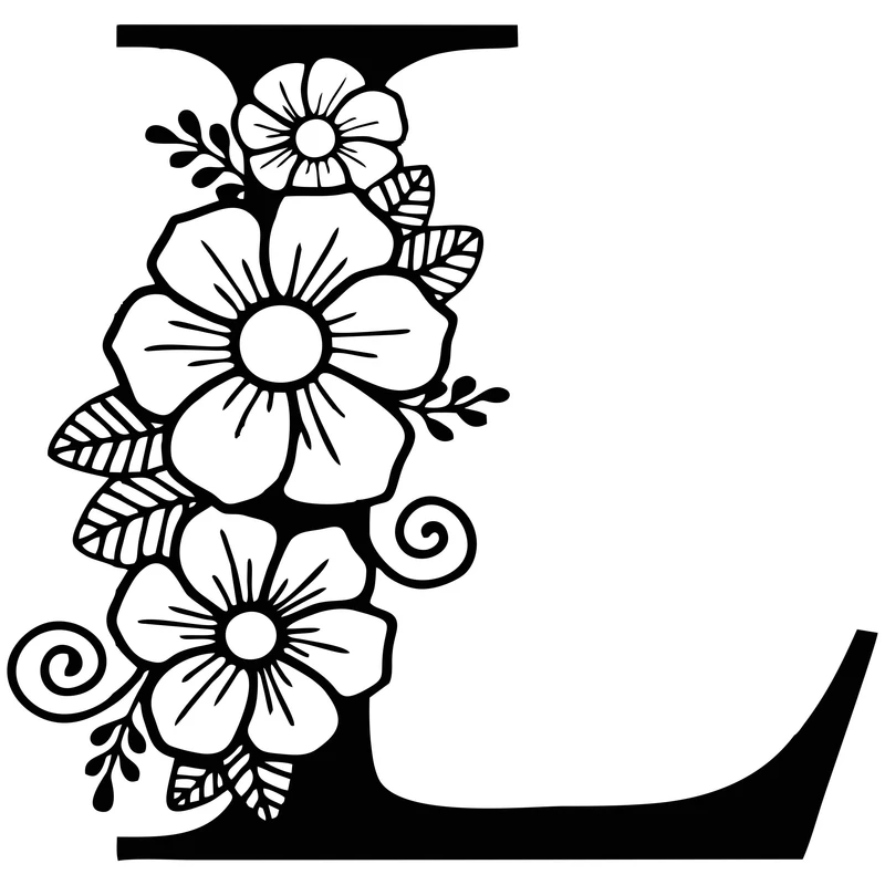 استیکر مدل چوبی طرح حروف انگلیسی گل دار کد HGOL-L