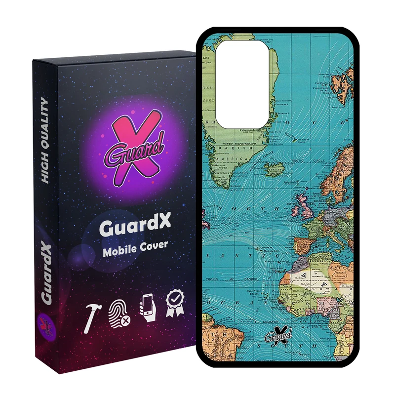 کاور گارد ایکس طرح نقشه مدل Glass10226 مناسب برای گوشی موبایل شیائومی Redmi Note 10 Pro / Note 10 Pro Max