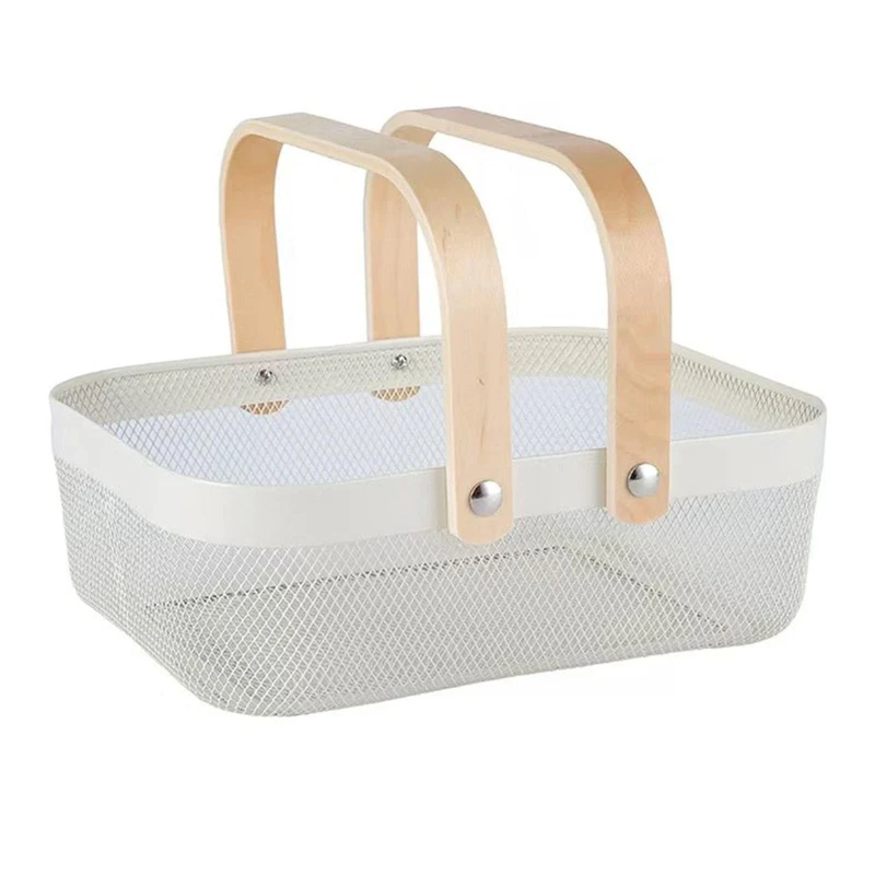 سبد آشپزخانه مدل فلزی مستطیل دسته بامبو