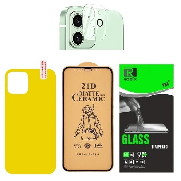 محافظ صفحه نمایش مات روبیکس مدل CR-IP12 mini مناسب برای گوشی موبایل اپل iphone 12mini به همراه محافظ پشت گوشی و محافظ لنز دوربین
