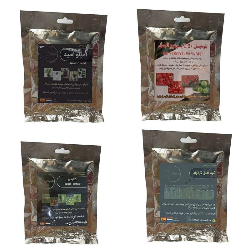 امینو اسید و بنومیل و کود کامل گرانوله و کنفیدور مدل raw material وزن 200 گرم