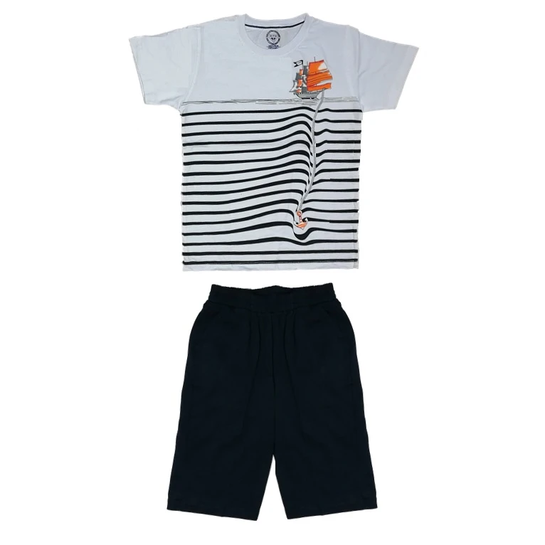 ست تی شرت و شلوارک پسرانه مدل 555KE