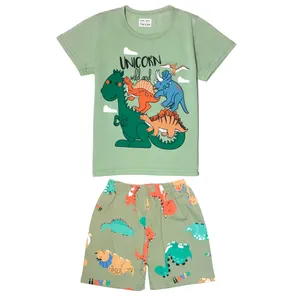 ست تی شرت و شلوارک پسرانه مدل دایناسوری کد 143