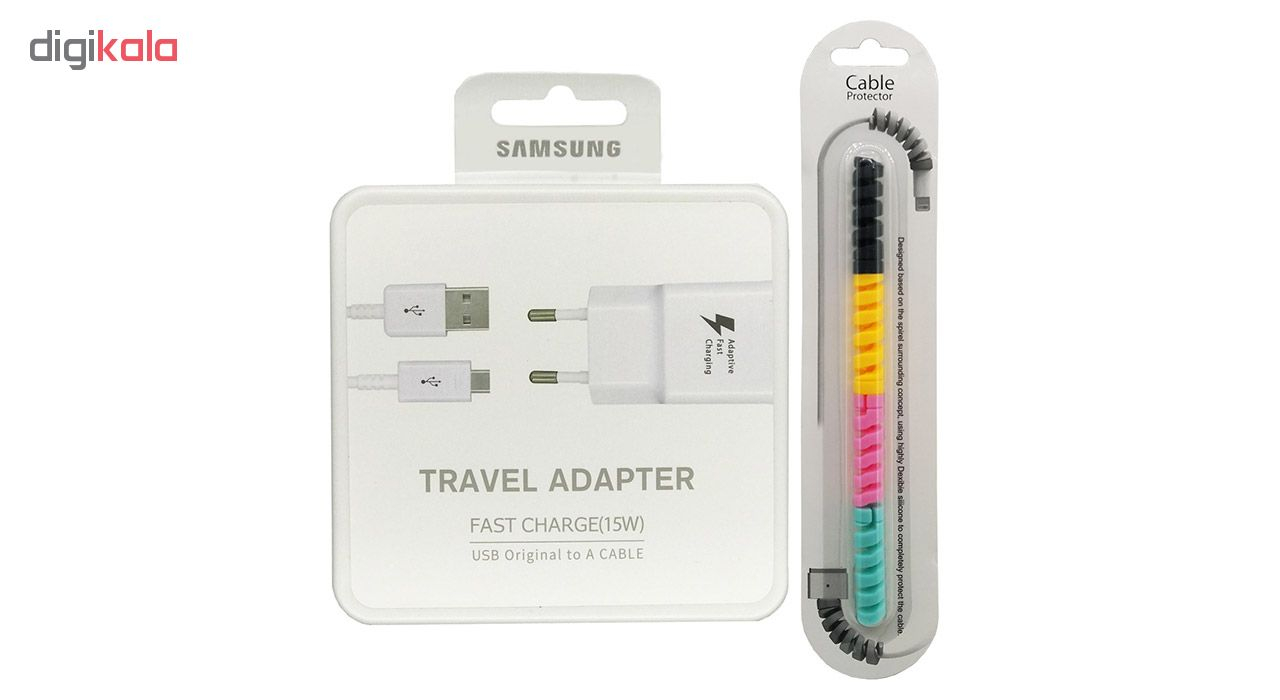 شارژر دیواری مدل TA20EWE همراه با کابل Micro USB و محافظ کابل