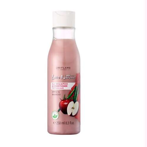 شامپو مو اوریفلیم مدل Love Nature 2-in-1-Thin Hair Apple Bamboo حجم 250 میلی لیتر