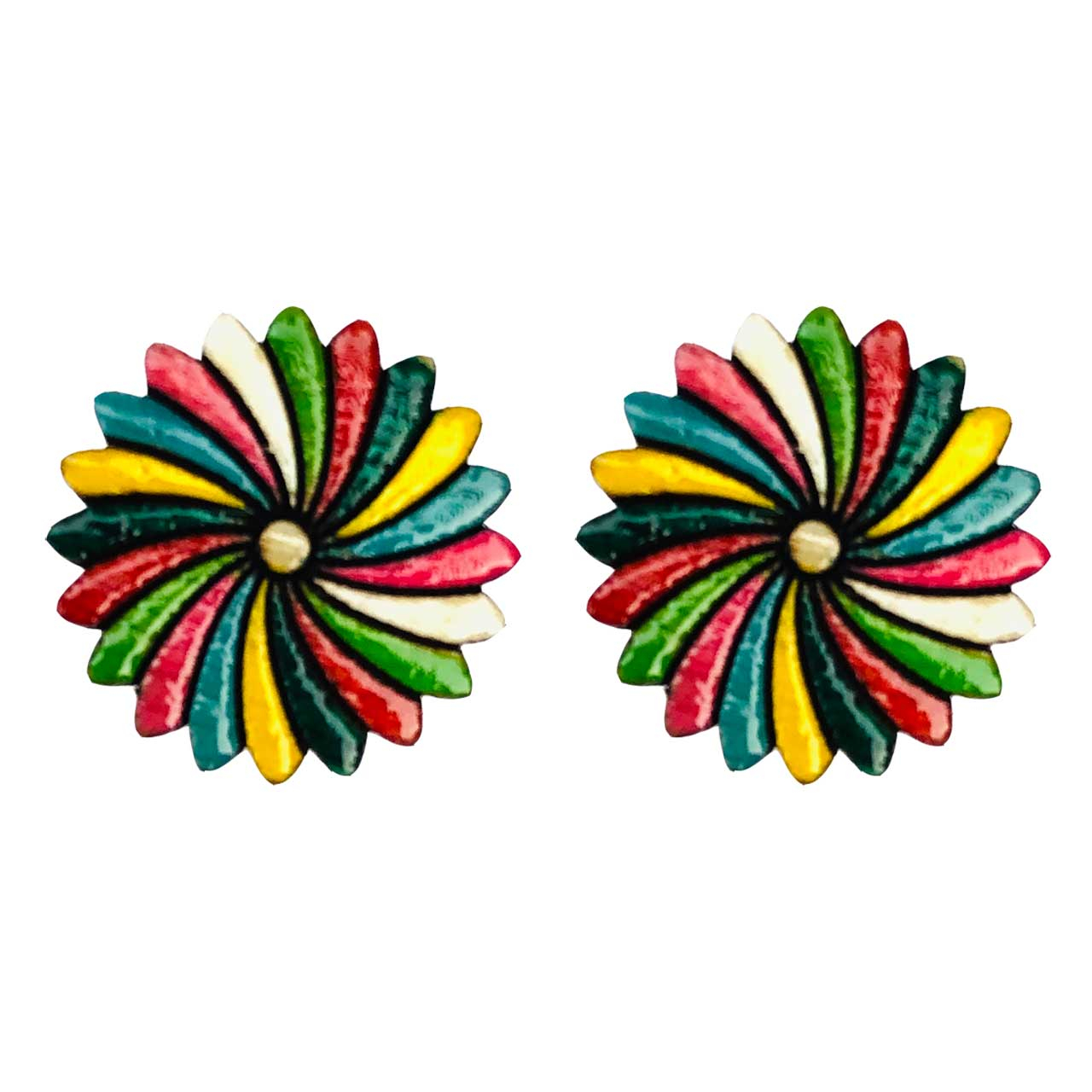 گوشواره چوبی میخی طرح گل پیچ