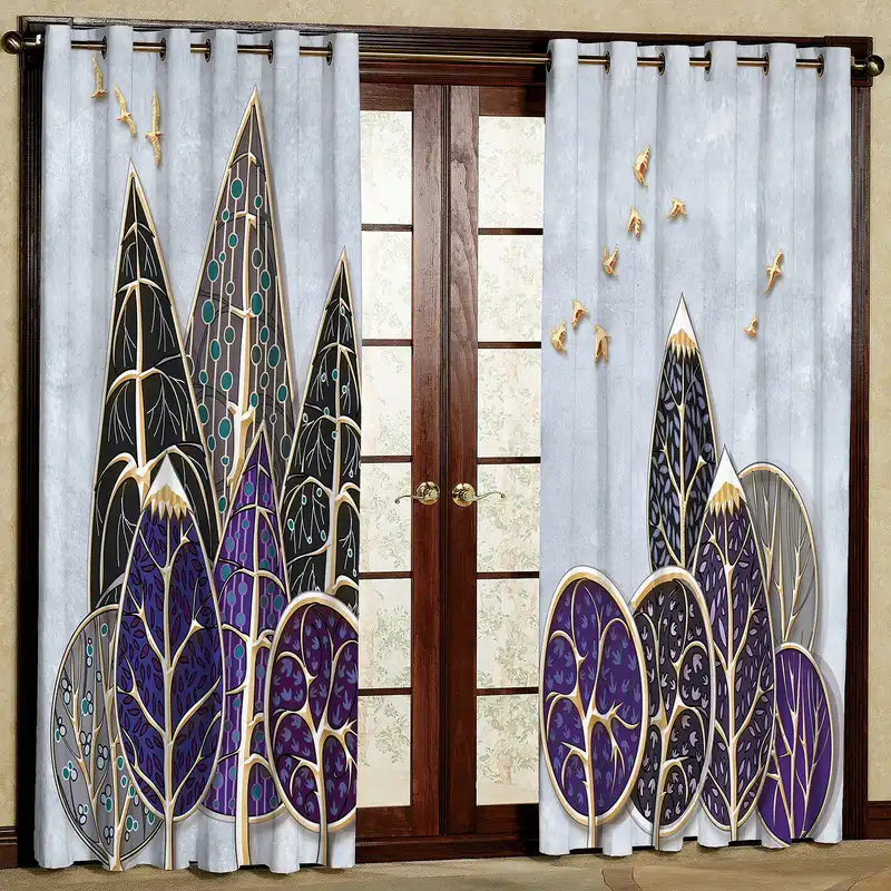 پرده مدل درخت رنگی مخمل پانچی کد 2521 سایز 200x140 سانتی متر