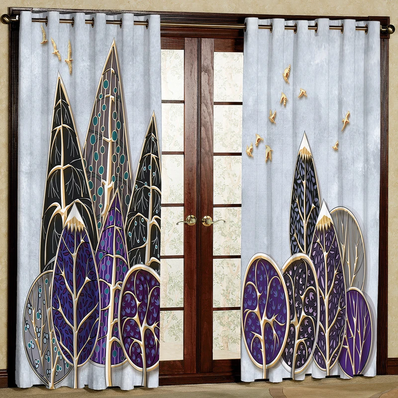 پرده مدل درخت رنگی مخمل پانچی کد 2521 سایز 200x140 سانتی متر