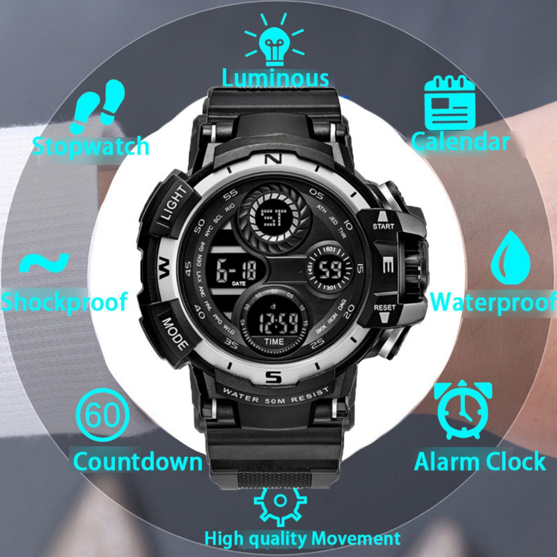 ساعت مچی دیجیتال بچگانه مدل تک زمانه کرنومتردار کد 2