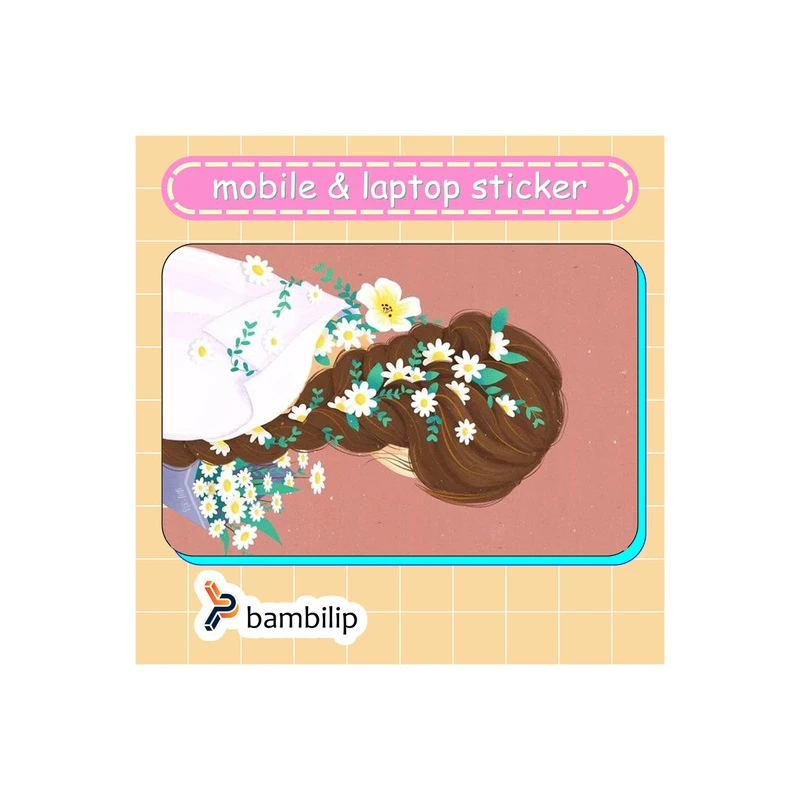 استیکر بامبیلیپ مدل کارت عابر طرح دختر و گل های بابونه کد 6319645