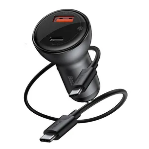 شارژر فندکی باسئوس مدل TZCCBX-C0G به همراه کابل تبدیل USB-C
