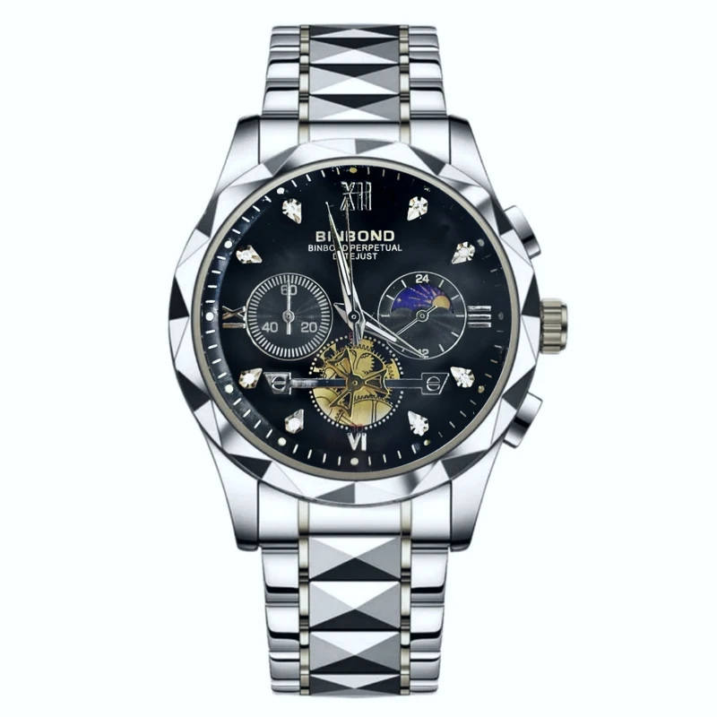 ساعت مچی عقربه‌ای کوارتز مردانه بین باند مدل سه موتور فعال کورنوگراف نگینی کد 001