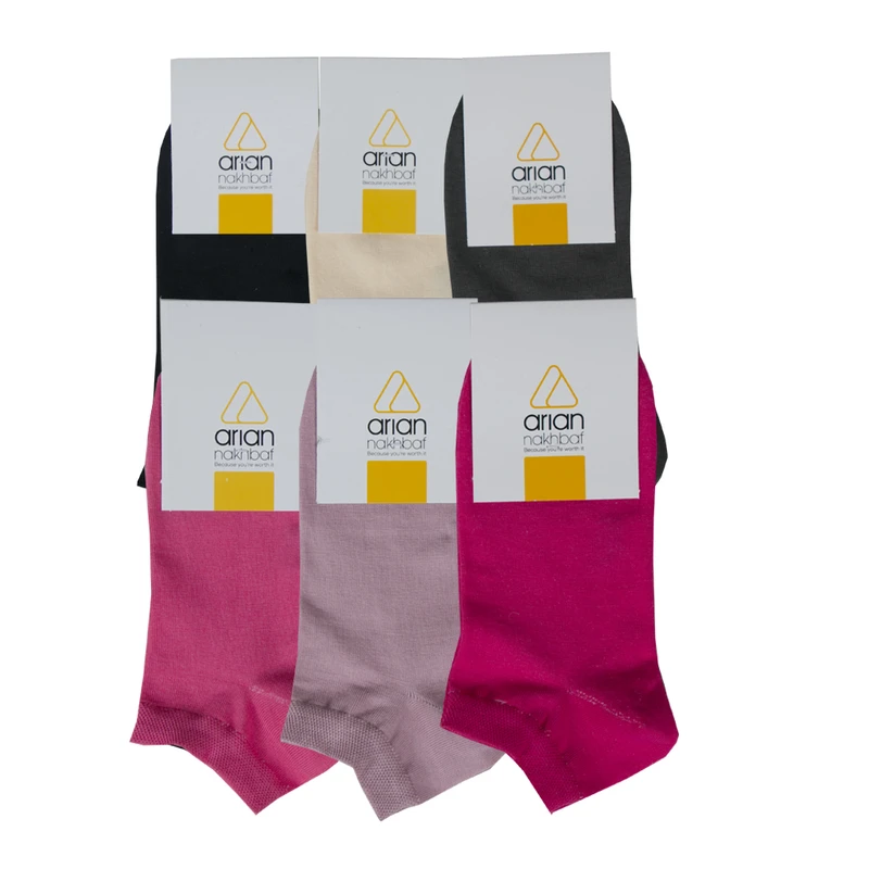 جوراب ساق کوتاه زنانه آریان نخ باف مدل 5622 بسته 6 عددی