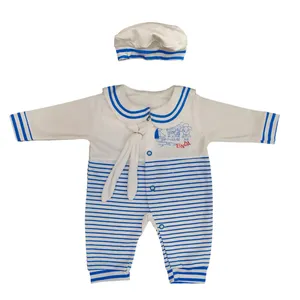 ست سرهمی و کلاه نوزاد طرح ملوانی کد m84