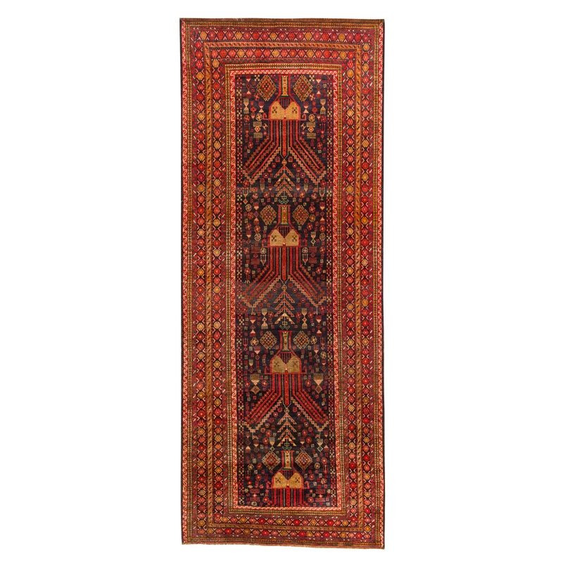 فرش دستبافت کناره طول سه متری مدل نقشه بلوچ  کد 33.1863