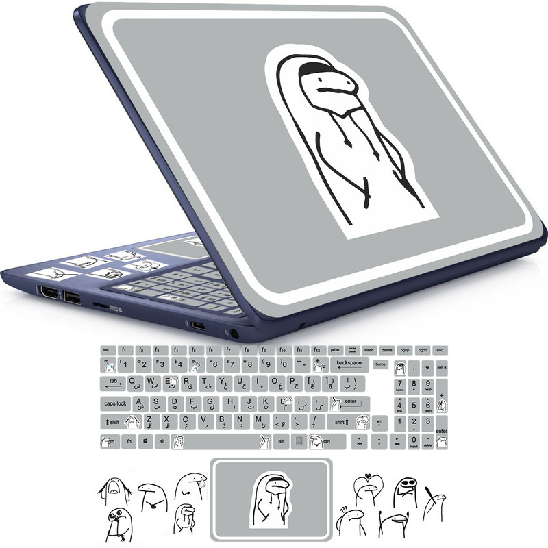 استیکر لپ تاپ راتیانا مدل فلورک 10 مناسب برای لپ تاپ 15 تا 17 اینچ به همراه برچسب حروف فارسی کیبورد