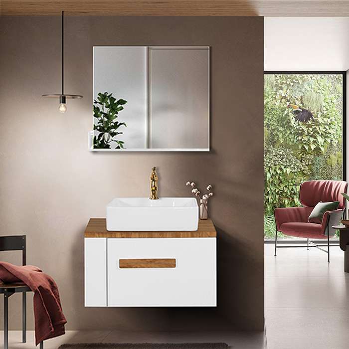 ست کابینت و روشویی آزالیا مدل W006 به همراه آینه شلف دار ست کابینت و روشویی آزالیا مدل W006 به همراه آینه شلف دار