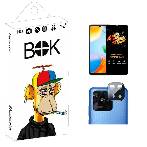 محافظ صفحه نمایش بوک مدل Transparent Antistatic مناسب برای گوشی موبایل شیائومی Redmi 10C به همراه محافظ لنز دوربین