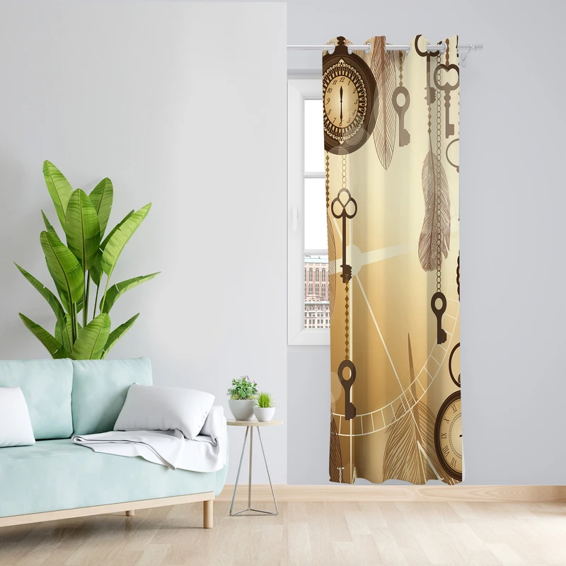 پرده طرح کلید مدل مخمل پانچی کد L 1349R Z سایز 140x200 سانتی متر