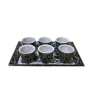 سرویس قهوه خوری سنگی 7 پارچه طرح توران کدSGHG02