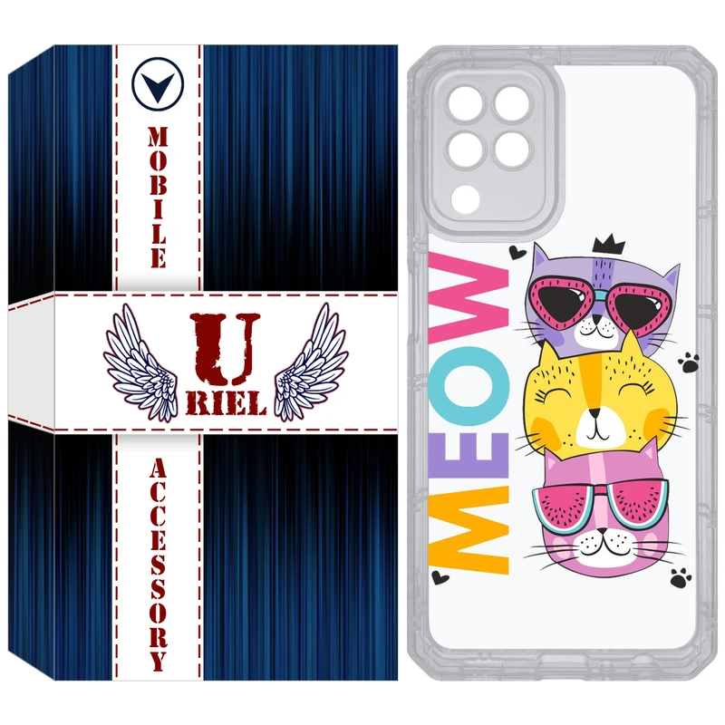 کاور یوریل مدل Clear کد 57 طرح گربه مناسب برای گوشی موبایل سامسونگ Galaxy A22 4G / M32 / M22