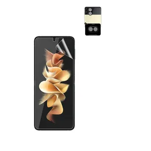 محافظ لنز دوربین ساتیان مدل 3D مناسب برای گوشی موبایل سامسونگ Galaxy Zfilp 4 5G همراه محافظ صفحه نمایش