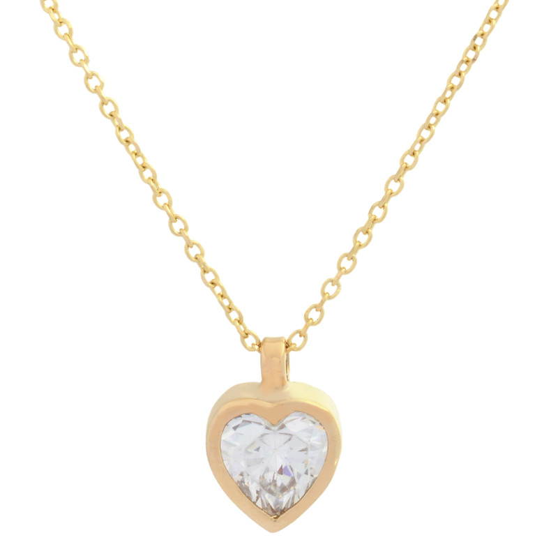 گردنبند طلا 18 عیار زنانه با طرح حلقهای (فلامینگو) طلای مستجابی مدل سولیتر قلب کد T1228