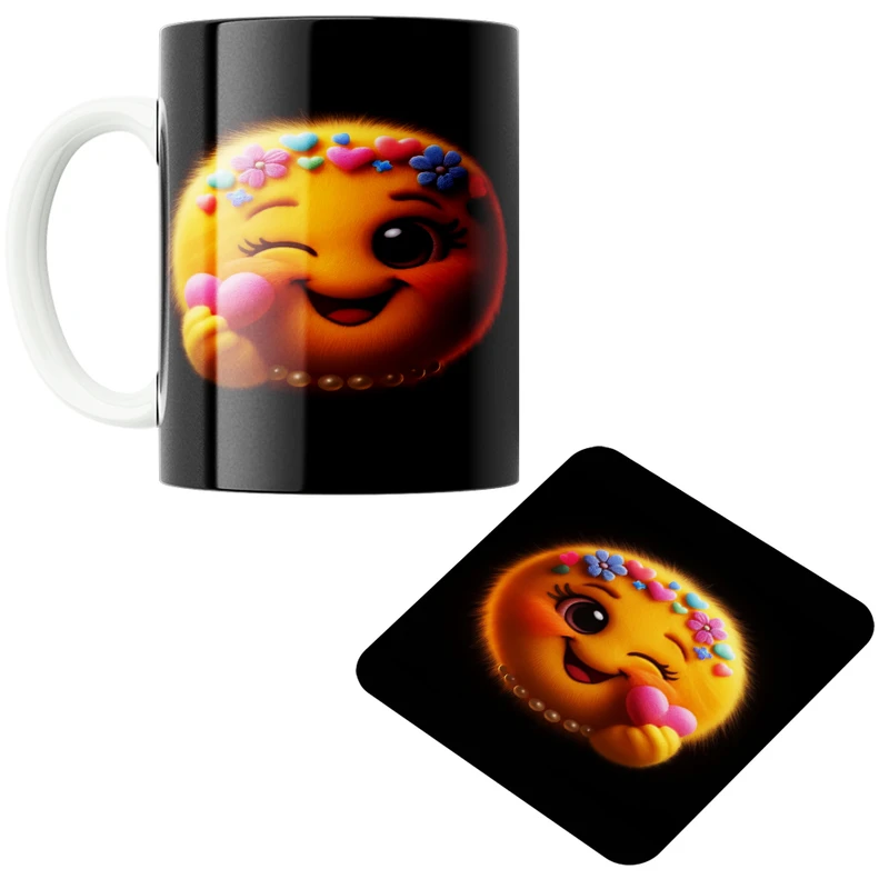 ماگ پاد آفرین مدل ایموجی کد 23 به همراه زیر لیوانی