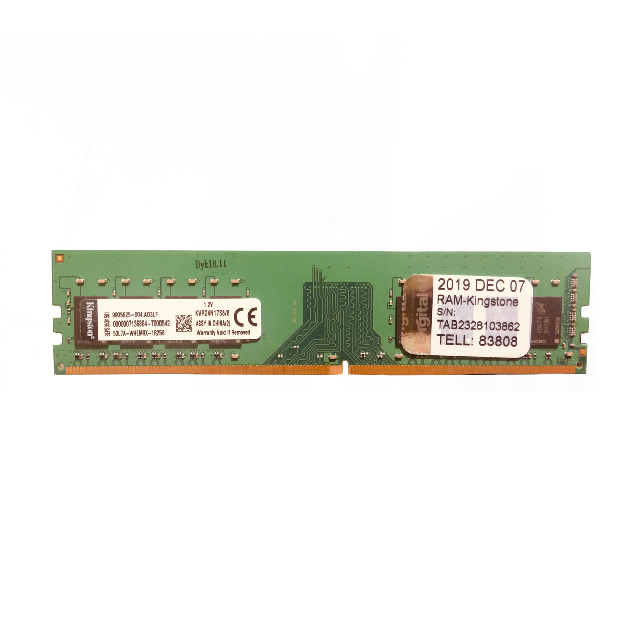 رم دسکتاپ DDR4 دو کاناله 2400 مگاهرتز CL15 کینگستون ظرفیت 8 گیگابایت KVR24N17S8/8