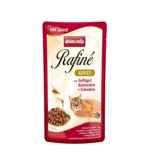 غذای پوچ گربه انیموندا حاوی گوشت پرندگان خرگوش و گراز وزن 100 گرم