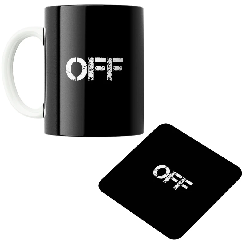 ماگ پاد آفرین طرح Off کد 73 به همراه زیر لیوانی