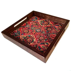 سینی دسته دار مدل اسلیمی کد 13 سایز 23×23 سانتی متر