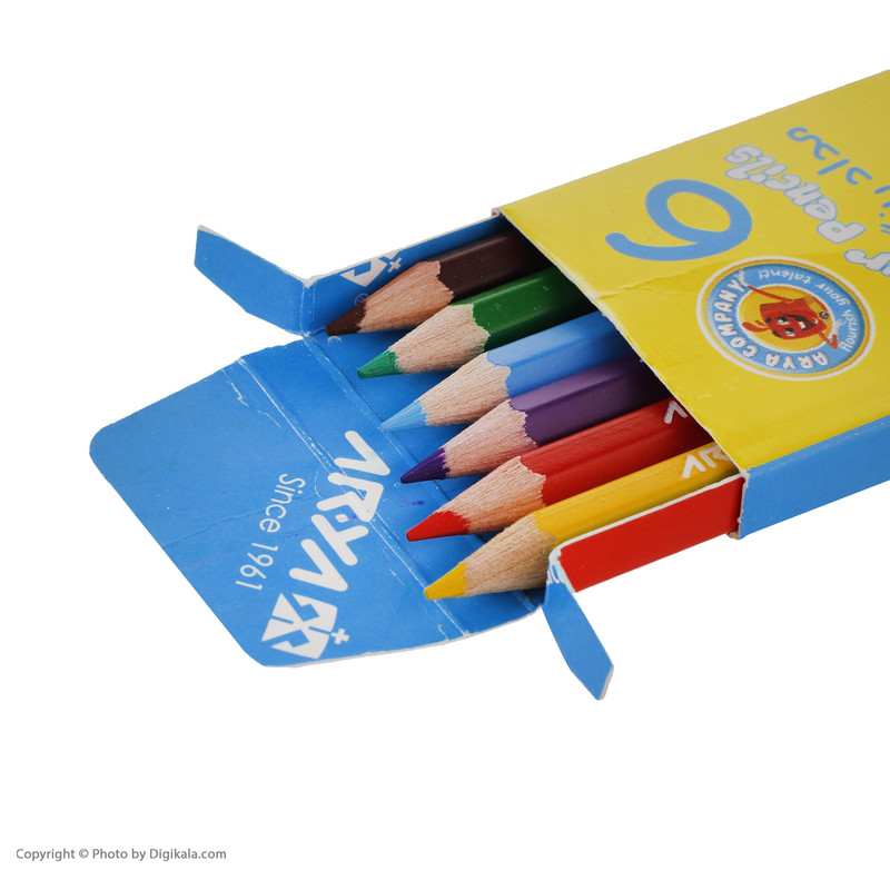 مداد رنگی 6 رنگ آریا مدل 3071