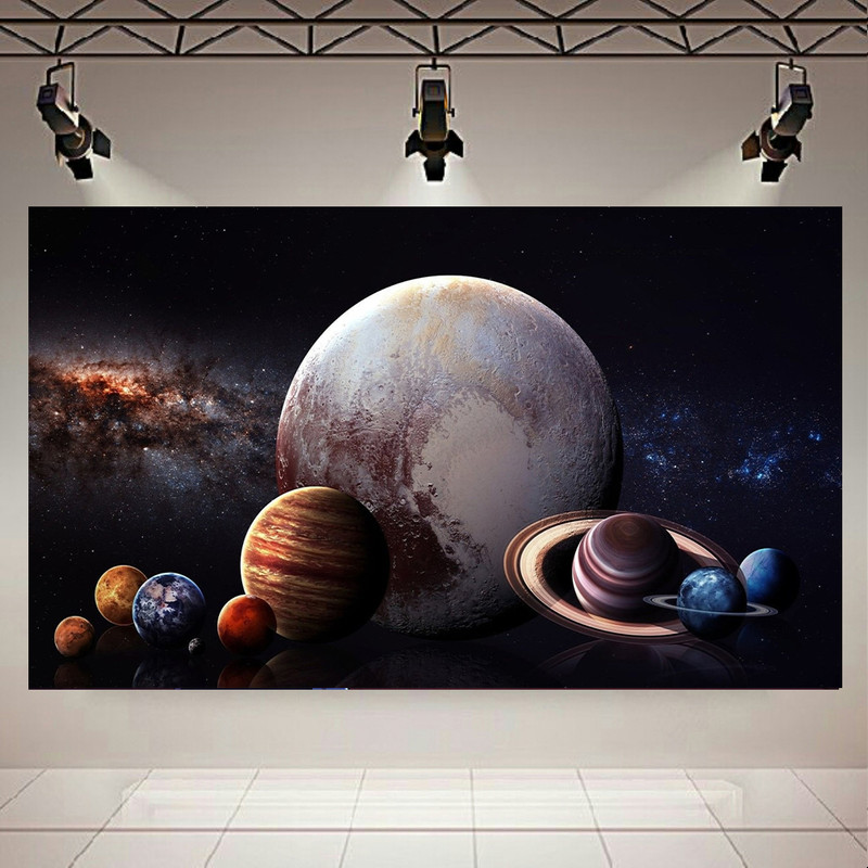 پوستر پارچه ای بلک لایت طرح کهکشان و ستارگان مدل سیارات منظومه شمسی کد AR30547
