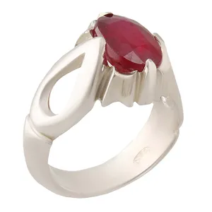 انگشتر نقره مردانه بازرگانی میلادی مدل رکاب دست ساز استاد عرب سنگ یاقوت کد AM_2821