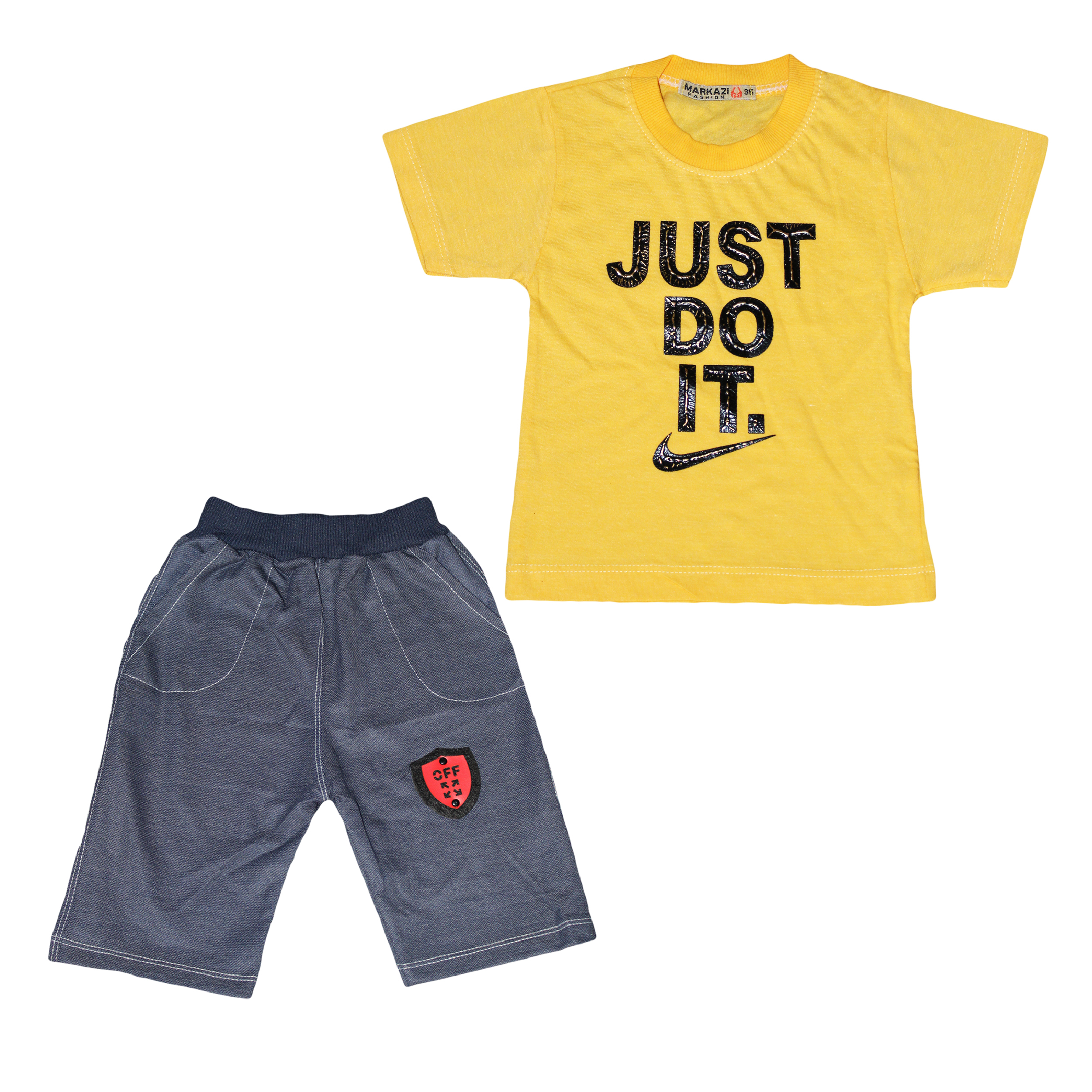 ست تی شرت آستین کوتاه و شلوارک پسرانه مدل Just Do It کد 111