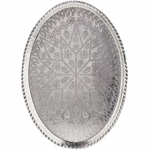 سینی مسی زنجان مدل بیضی سایز 23 × 32 سانتی متر