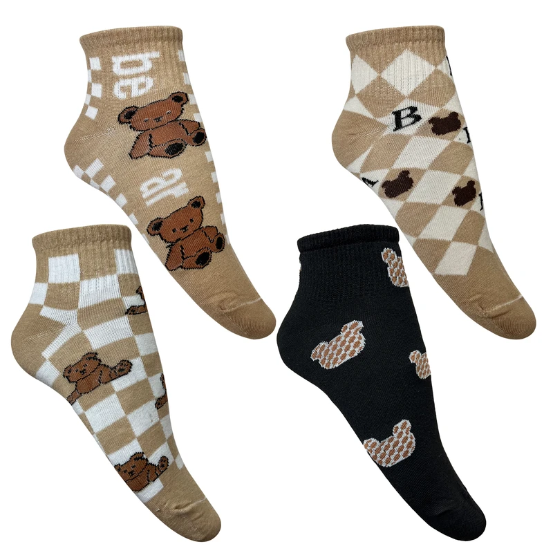 جوراب ساق کوتاه زنانه تن پوش هنگامه مدل تدی نیو بسته 4 عددی