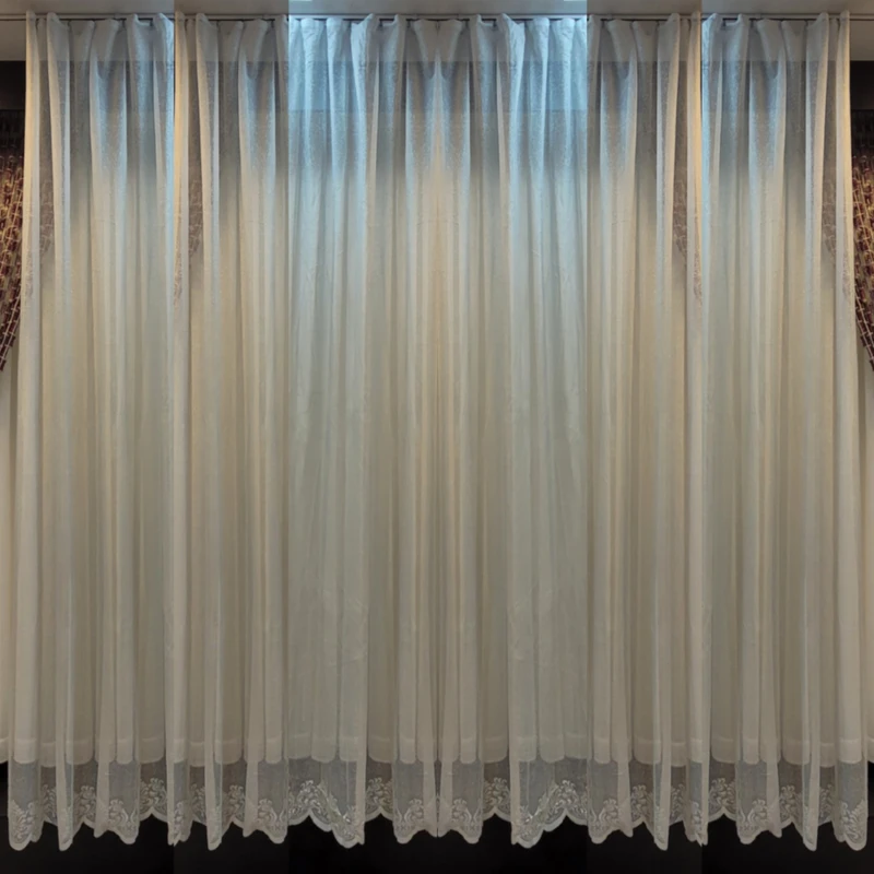 پرده مدل چین ساده تور راشل طرح برفی سایز 580*275 سانتی متر