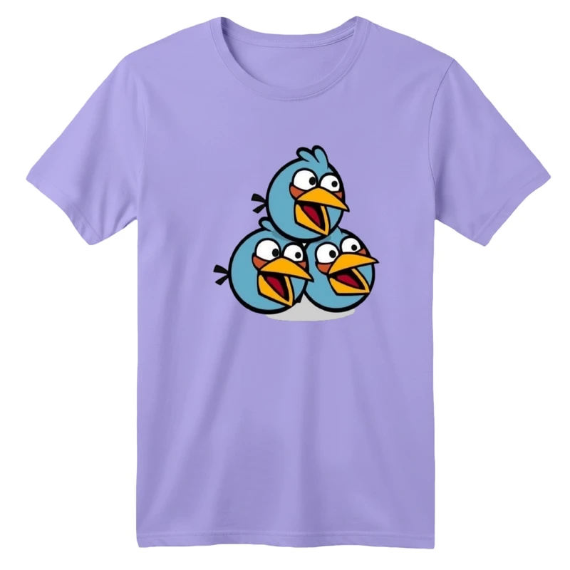 تی‌شرت آستین کوتاه لانگ یقه گرد بچگانه مدل پرنده های انگری بردز