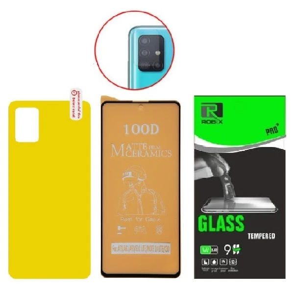 محافظ صفحه نمایش مات وپشت گوشی روبیکس مدل CR-A71 مناسب برای گوشی موبایل سامسونگ Galaxy A71 به همراه محافظ لنز دوربین