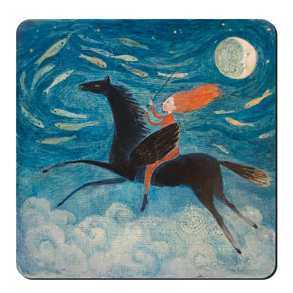  زیر لیوانی طرح دختر و اسب بالدار و مهتاب کد nzl219