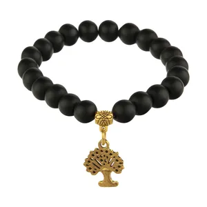 دستبند مدل مهره ای اونیکس طرح درخت کد002