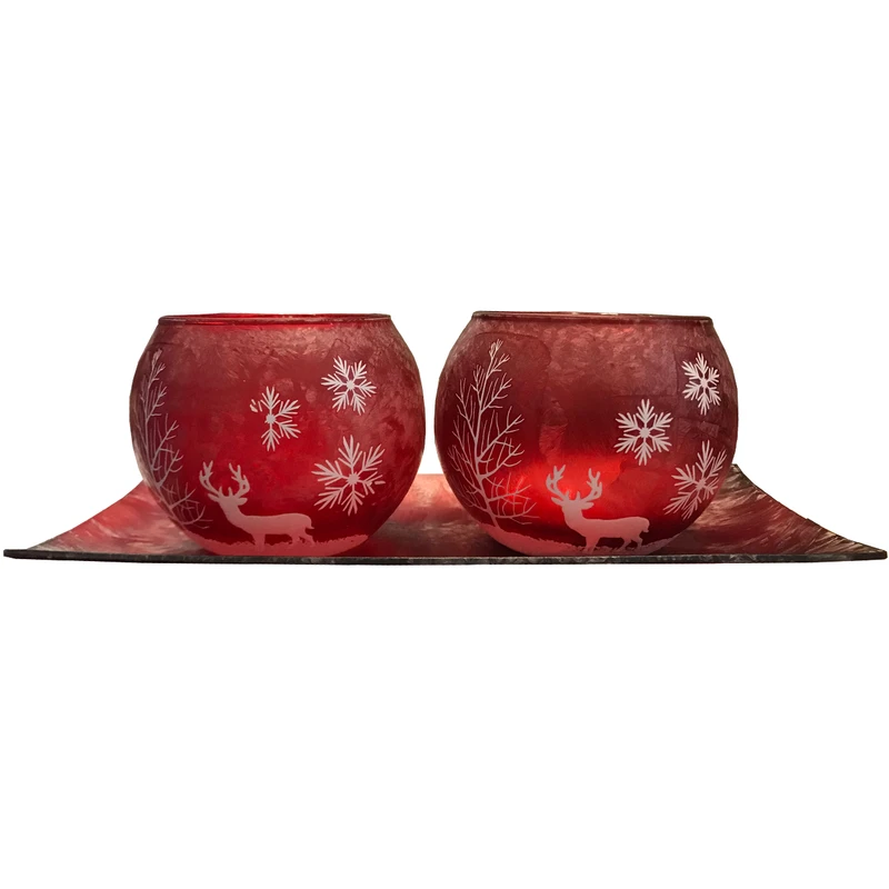 جا شمعی کندل گاردن مدل Red Globe بسته 2 عددی