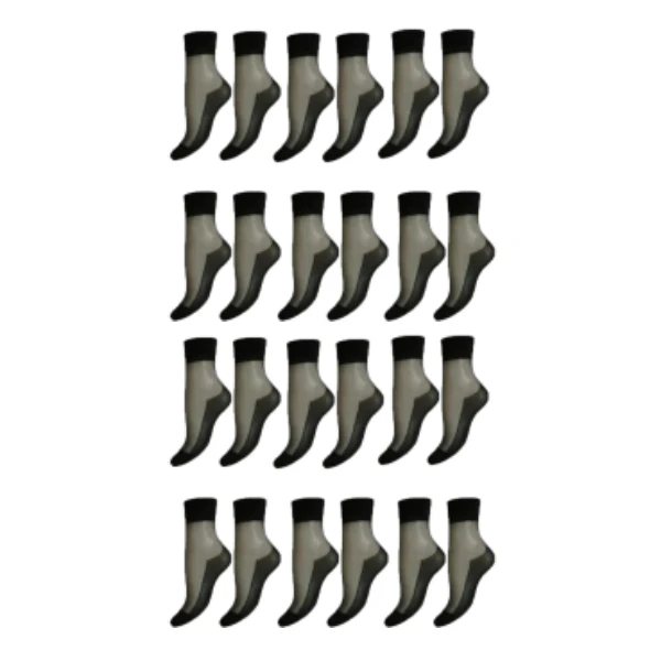 جوراب زنانه بهبود مدل دو ربع شیشه ای کفدار بسته 12 عددی