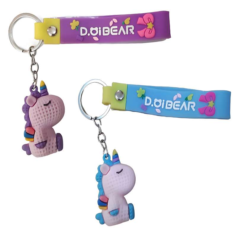 جاکلیدی دخترانه مدل سیلیکونی یونیکورن اسب تک شاخ طرح عروسکی مجموعه 2 عددی