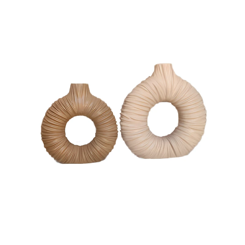 گلدان دکوری مدل دونات چروک مجموعه ۲ عددی