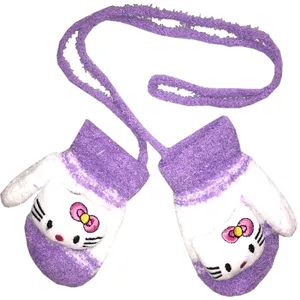 دستکش بافتنی بنفش مدل KITTY 08 مناسب نوزادان 